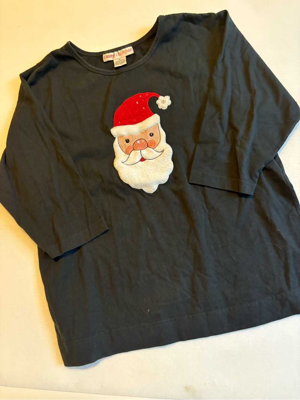 Women’s Santa Applique Top 3/4 sleeve